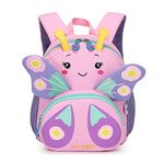 Tanou Toddler Backpack for Baby Girls, Kids Nursery Backpacks for Preschool Kindergarten, 3D Animal School Bag for Little Girl 1-5 Years, Butterfly