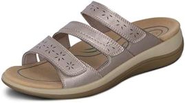 Orthofeet Women's Orthopedic Pewter Stretchable Slide Sahara Sandals, Size 10