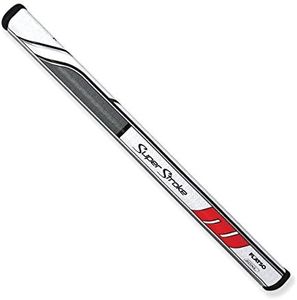 SuperStroke Traxion Flatso XL+Plus™ Golf Putter Grip, White/Red/Gray (Flatso™ XL 2.0) | Advanced Surface Texture That Improves Feedback and Tack | Minimize Grip Pressure with a Unique Parallel Design