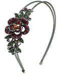 JCGY Crystal Flower Headband Resilient Metal Wire Hairband U86121-0119red/redCenter