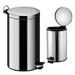 Crystals Stainless Steel 30L Silver Pedal Bin Kitchen Bathroom Toilet Rubbish Office Waste (30L)