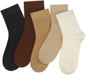 SERISIMPLE Women Thin Viscose Bamboo Socks Crew Lightweight Above Ankle Casual Dress Sock For Ladies Bootie Trouser 5 Pairs (Assorted7, Medium)