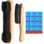 Patelai 3 Set Billiards Pool Table and Rail Brush Including 12 Pieces Pool Cue Chalk Cubes Snooker Table Wooden Cleaning Brush Kit Table Billiards Accessories, 9 Inches