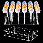 NiHome Cake Pop Stand 24 Holes Aryclic Display Stands for Dessert Table 2-Tier Cupcake Lollipop Candy Display for Wedding Party Anniversary Holiday Celebration (Rectangle)