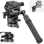 NEEWER Tripod Fluid Head with ±10° Leveling Base (43mm Dia.) Vertical/Horizontal Shooting Switch, Compact Metal Pan Tilt Tripod Head with Arca QR Plate, Telescopic Handle, Max Load 8.8lb/4kg, GM30