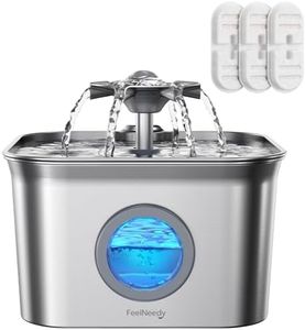 Cat Water Fountain Stainless Steel,FEELNEEDY 2.8L/95oz Water Fountain Indoor Cat,Quiet Automatic Silent Pet Water Fountain,Dog Drinking Fountain with Replacement 3Filters for Multiple Pets,FN-W22