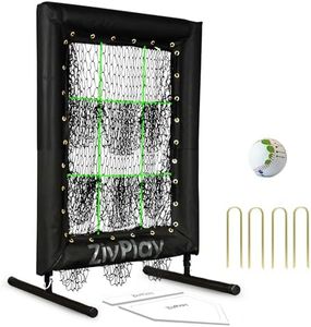 9 Hole Pitching Net 20"x30" Strike Zone 9 Pocket Pitching Net with Neon Separators for Clear Target 9 Hole Pitching Pocket Net with Pitcher Training Baseball Home Plate Pitching Rubber for Practice