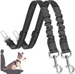 LauCentral Dog Seat Belts for Car, [2 Packs] Headrest Restraint Puppy Safety Adjustable Dog Car Seatbelts and Strong Leash Leads Accessories for Dogs Cats Pets, Black