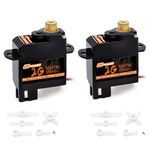 DSPOWER 2PCS 2G Micro Servo,Digital Servo Mini Servo,Metal Gear Coreless Motor for Airplanes Fixed-Wing Helicopter Boat Plane Robot Model Toy Aircraft (JR2.54)