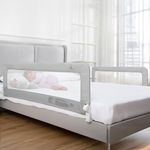 ComfyBumpy Long Toddler Bed Rails - Baby Bed Rail Guard for Kids, Twin, Full, King and Queen Beds - Adjustable Bed Rail for Toddlers - Baby Bed Side Bedrails - Gray, Long (55.5" x 19.5"), Pack of 2