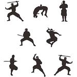 ANFRJJI Ninja Silhouette Wall Decal Stickers - Assorted Designs | PVC Removable Ninja Wall Decor for Kids Room | Karate, Samurai, Mural Vinyl Sticker Art Effect 24" x 36" JWH140 (Black)