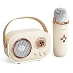 Baolira Bluetooth Speaker with Microphone,Karaoke Machine for Adults,Portable Karaoke Machine,Mini Karaoke Machine for Family Home Party,Birthday Gifts for Women(Beige)