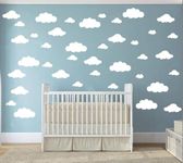 33 Pcs Clouds Wall Decals - Removable Vinyl Stickers for Nursery Children Bedroom Decor or Any Room- Large Cloud Decals - DIY Home Art Mural - Peel and Stick Decals - White