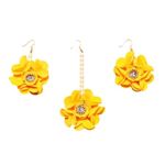 Geetanjali Crafts Handmade Flower Maang Tikka Jewellery Set for Wedding, Baby Shower, Haldi, Mehandi, Party for Girls and Women(24-P1)