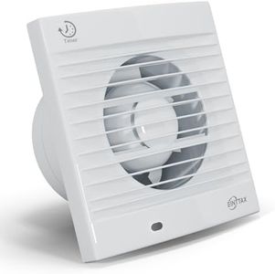 EINTTAX Badlüfter 100mm mit Nachlauf Abluftventilator Küche, 120m³/h IPX2 Wasserdicht Badlüfter mit Rückstauklappe,für Bad Küche Schlafzimmer Garage,Weiß
