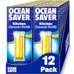 OceanSaver Eco Kitchen Surface Degreaser Spray - 12x 750ml Refills | Powerful Just Add Water All Purpose Kitchen Grease & Grime Cleaning Spray | Plant Based, Plastic & Cruelty-Free | Citrus Kelp Scent