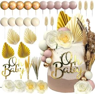 JeVenis décoration de gâteau de fête de bébé boho oh baby cake topper couvre gâteau pour la révélation du gender reveal fournitures de fête pour la fête de bébé fournitures