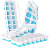 Sprqcart Ice Cube Trays 4 Pack, Easy-Release Silicone and Flexible 14-Ice Cube Maker with Spill-Resistant Removable Lid, BPA Free, for Cocktail, Beer, Stackable Flexible Ice Trays (Pack of 4, Blue)