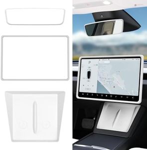 Farmogo for Tesla Model 3 2024 2025 and model y Juniper Accessory Set: 3-Piece White Silicone Console Mat, Screen & Mirror Frame Protectors (Waterproof, Anti-Slip)(3 PCS White)
