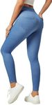 IUGA Jeggings for Women Tummy Control Pull on Stretchy Jeans High Waisted Skinny Jean Leggings with Pockets Trendy Casual Baby Blue