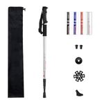 HVG TRADERS Trekking Poles, Collapsible Lightweight Shock-Absorbent Hiking Walking Sticks Adjustable Aluminum Hiking Poles for Women Men Kids (Silver)