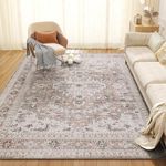 Area Rug for Living Room 8x10 Large Carpet-Machine Washable Vintage Traditional Rugs for Bedroom Dining Room Office Rug Non Slip Retro Taupe & Beige