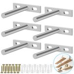 BUZIFU 6 Pcs Floating Shelf Brackets 3 Inch Blind Shelf Supports Heavy Duty Floating Shelves Brackets Concealed T Brackets Hidden Brackets for Wall Mounted Decoration Cabinet Furniture Shelf Support