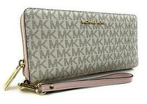 Michael Kors MICHAEL Jet Set Travel Continental Wallet Wristlet bundled with Purse Hook, Powder Blush Multi