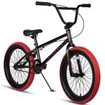 cubsala 18 Inch Big Kids BMX Bicycle Freestyle Bike for Age 5 6 7 8 9 Years Old Boys Girls and Youth Beginners, Black with Red Tires