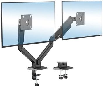 Mount-It! Full Motion Dual Monitor Mount with Spring Arms, 17" to 32", Full Motion Monitor Arm with Tilt, Rotation, Swivel, Height Adjustment, Clamp or Grommet, Fits VESA 75x75 and 100x100 - Black