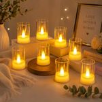 VERVENIX LED Flameless Glass Candle – Pack of 6 (Warm Yellow) | Battery Operated Flickering LED Votive Candles for Diwali, Christmas, Wedding, Table Décor & Home Decoration | Safe Smokeless Lights