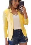 YMING Womens Slim Fit Open Front Blazer Office OL Basic Jackets Solid Color Blazers Yellow S
