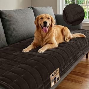 GORILLA GRIP Slip and Leak Resistant Plush Quilted Oversized Sofa Cushion Cover Blanket, Soft Couch Covers for Sofa Dogs, Machine Washable Furniture Protector Pet Friendly Couches, Brown, 78x28 Inches