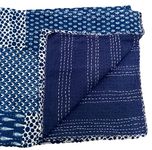 Trade Star Indigo color Hand Block Printed Kantha Quilt Queen Size Patchwork Cotton Bedspread Made By Artisians Of India