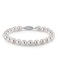 THE PEARL SOURCE White Freshwater Pearl Bracelet for Women - Cultured Pearl Bracelet in 925 Sterling Silver with Genuine Cultured Pearls, 7.0-7.5mm