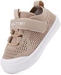 BMCiTYBM Toddler Shoes Walking Sneakers Mesh Barefoot Boys Girls Breathable Tennis Outdoor Indoor Slip On Camel Size 7 Toddler