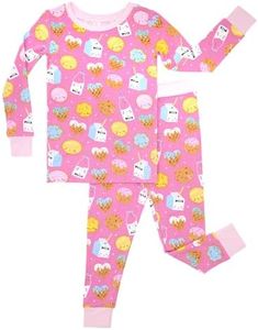 Little Sleepies Two-Piece Pajama Set for Boys & Girls, Soft Viscose from Bamboo Toddler Pajamas for Kids, Family Matching PJs, Pink Cookies & Milk, 16