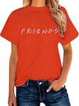 ALAPUSA Friend TV Show Shirt Women's Casual Graphic Tees Tops Orange L