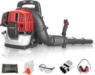 BU-KO 52CC Petrol Backpack Leaf Blower - Powerful 2 Stroke Air Cooled Engine - Lightweight With New and Improved Padded Support Straps While Using - Safety Gear