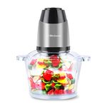 Food Processor Blender Mixer Chopper Meat 2L Glass Bowl Vegetable Grinder Fruits Nut Multi-Functional Sharp Steeliness Steel Blade