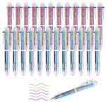 HOSTK 24 Pack 0.5mm 6-in-1 Multicolor Ballpoint Pen, 6 Colors Retractable Ballpoint Pens Transparent Barrel Ballpoint Pen for Office School Supplies Students Children Gift Christmas