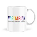 Funny Mugs Gifts for Her Vagitarian Massive Lesbian LGBTQ Gay Lesbian Gift Coffee Cup Sarcasm Friend Humour Joke Novelty Banter MBH798