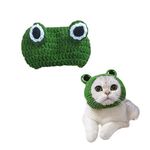 KRISMYA Pet Costume Hat/Cosplay Cap,Cat Dog Hats Handmade Knitted Woolen Yarn Cute Cartoon Frog Hat for Pet Kitten Puppy Birthday Christmas and Halloween