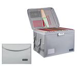 File Box Fireproof Box with Lock,TOPGOOSE File Storage Organizer Anti-Static Box,Collapsible Fireproof Document Box Filing Box with Handle,Portable Home Office Safe Box for Hanging Letter/Legal Folder