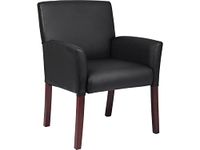 Boss Office Products B619 Box Arm Guest Chair with Mahogany Finish in Black