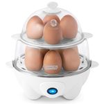 Dash Deluxe Rapid Egg Cooker for Hard Boiled, Poached, Scrambled Eggs, Omelets, Steamed Vegetables, Dumplings & More, 12 Capacity, with Auto Shut Off Feature - White