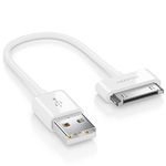 deleyCON 0.15m 30-Pin USB Cable - Dock Connector Sync- Charging- & Data Cable - Compatible with IPhone 4s 4 3Gs 3G IPad IPod - White