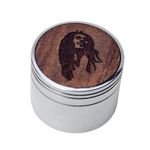 Leafglass 2.25 inch Metal Herb Crusher 4 Piece Spice Herb Grinder with Wood top - Pick Your Design (Bob Marley Art)