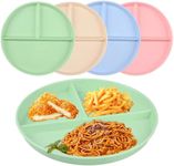 4 Pcs Divided Dinner Plates Sets, 8.6 Inch Portion Control Divided Plates, Diet Plates, Unbreakable Reusable Deep Picnic Plates Dishes for Kids Adult Children Food Dessert Plates, Microwave Safe