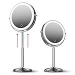 Fancii 8 Inch Lighted Makeup Mirror with Magnification, 10X /1X - Height Adjustable, Rechargeable, Double Sided LED Vanity Mirror with Light and Stand, 360° Swivel (Hailey)